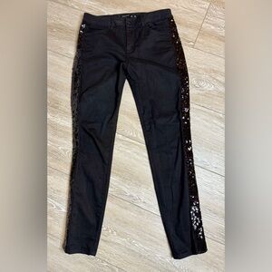NWOT Black Pants with Sequin Side Stripes